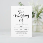 Einfache Hochzeit von Braut und Bräutigkalligrafie Einladung (Stehend Vorderseite)