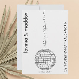 Einfache Hochzeit von Disco Ball Black and White Q Save The Date
