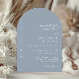 Einfache Hochzeit von dunkelblauem, elegantem Mono Einladung