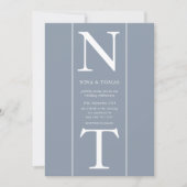 Einfache Hochzeit von dunkelblauer Monogram, erste Einladung (Vorderseite)