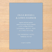 Einfache Hochzeit von Dusty Blue Acryleinladungen (Vorderseite)