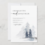 Einfache Hochzeit von Dusty Blue Mountain QR Code Einladung (Vorderseite)