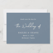 Einfache Hochzeit von Dusty Blue Save The Date (Vorderseite)