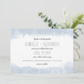 Einfache Hochzeit von Dusty Blue Watercolor Einladung (Stehend Vorderseite)