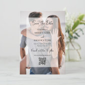 Einfache Hochzeit von Elegant-2-Foto-Overlay-QR-Co Save The Date (Stehend Vorderseite)