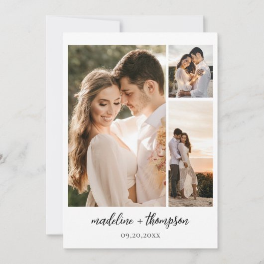 Einfache Hochzeit von elegantem Script-Foto QR-Cod Einladung (Vorderseite)