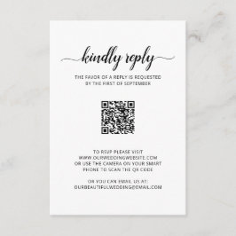 Einfache Hochzeit von elegantem Script-Foto QR-Cod RSVP Karte