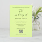 Einfache Hochzeit von elegantem Script Lime Green  Einladung (Stehend Vorderseite)