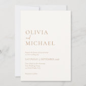 Einfache Hochzeit von Elfenbein und Tan Einladung (Vorderseite)