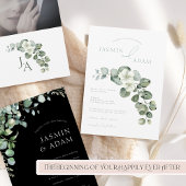 Einfache Hochzeit von Eukalyptus Monogram Einladung