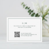 Einfache Hochzeit von Forest Green Monogram QR Cod RSVP Karte (Stehend Vorderseite)