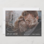 Einfache Hochzeit von Foto-Kalligraphie Save The Date (Vorderseite)