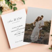 Einfache Hochzeit von Fotos mit moderner Schrift Save The Date