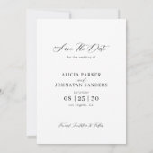 Einfache Hochzeit von Fotos mit moderner Schrift Save The Date (Rückseite)