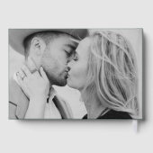 Einfache Hochzeit von Green und Gold Foil Script F Gästebuch (Rückseite)