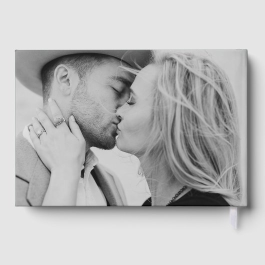 Einfache Hochzeit von Green und Gold Foil Script F Gästebuch (Rückseite)