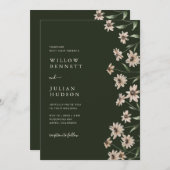 Einfache Hochzeit von Grünblüten Einladung (Vorne/Hinten)
