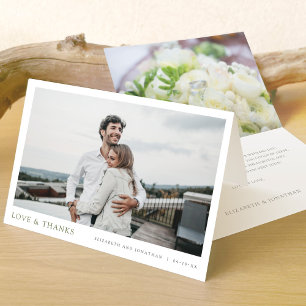 Einfache Hochzeit von Grüner Typografie-Foto Dankeskarte