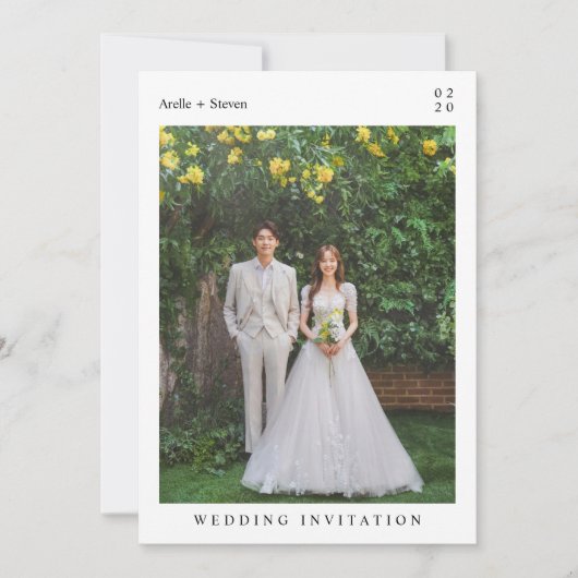 Einfache Hochzeit von kundenspezifischem Foto Einladung (Vorderseite)