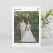 Einfache Hochzeit von kundenspezifischem Foto Einladung (Stehend Vorderseite)