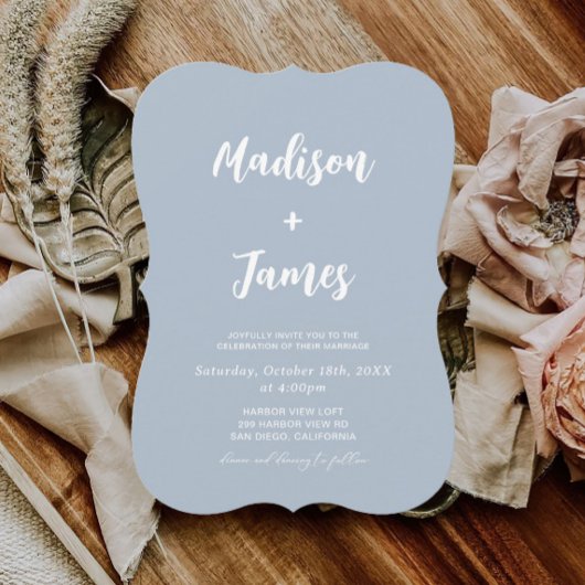 Einfache Hochzeit von Light Blue Foto Einladung