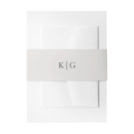 Einfache Hochzeit von Light Gray Monogram Einladungsbanderole
