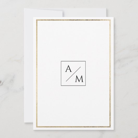 Einfache Hochzeit von Luxus und weißem Blattgold Einladung (Rückseite)