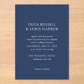 Einfache Hochzeit von Marine und Cream Acryleinladungen (Vorderseite)