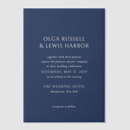 Einfache Hochzeit von Marine und Cream Pergament Einladungen