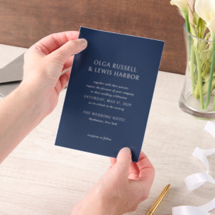 Einfache Hochzeit von Marine und Cream Pergament Einladungen