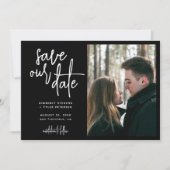 Einfache Hochzeit von modernen Skripten für Fotos Save The Date (Vorderseite)