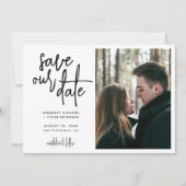 Einfache Hochzeit von modernen Skripten für Fotos Save The Date (Vorderseite)