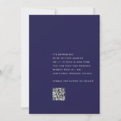 Einfache Hochzeit von Navy Blue Minimalistisch QR  Save The Date (Rückseite)