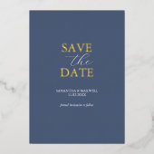 Einfache Hochzeit von Navy Blue Save the Date Folieneinladung (Vorderseite)