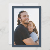 Einfache Hochzeit von Navy Blue und White Foto Einladung (Rückseite)