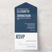 Einfache Hochzeit von Navy-Typografie All In One Einladung (Innen Boden)