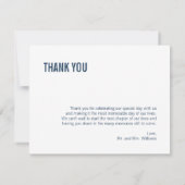 Einfache Hochzeit von Navy-Typografie Dankeskarte (Rückseite)