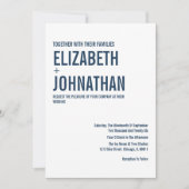 Einfache Hochzeit von Navy-Typografie Einladung (Vorderseite)