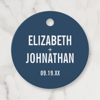 Einfache Hochzeit von Navy und Dusty Blue Typograf Geschenkanhänger