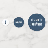 Einfache Hochzeit von Navy und Dusty Blue Typograf Konfetti (Vorderseiten)