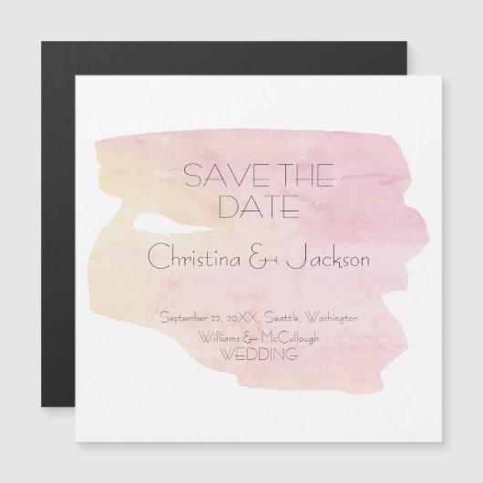 Einfache Hochzeit von Rosa und Gelb Magneteinladung (Vorne/Hinten)