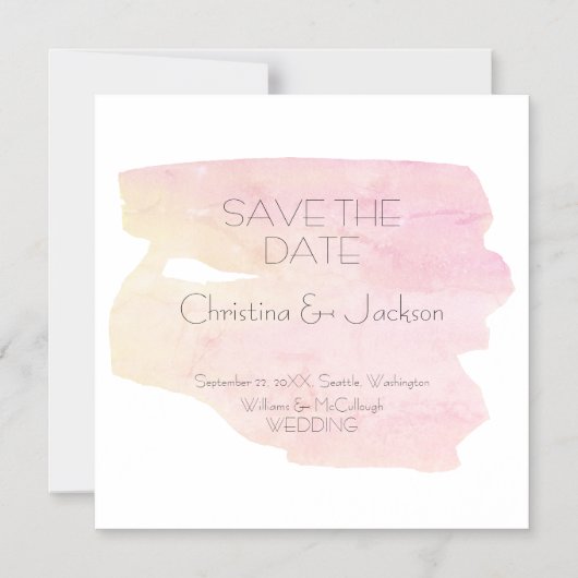 Einfache Hochzeit von Rosa und Gelb Magneteinladung (Vorderseite)