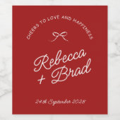 Einfache Hochzeit von Rot und Weiß-Hand-Drachen Weinetikett (Einzelnes Label)