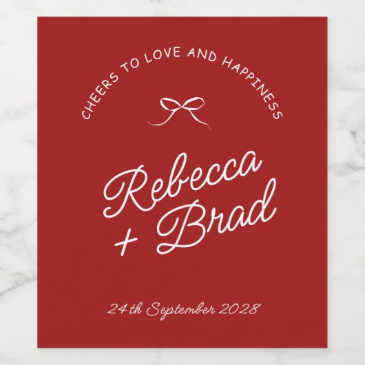 Einfache Hochzeit von Rot und Weiß-Hand-Drachen Weinetikett (Einzelnes Label)