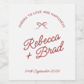 Einfache Hochzeit von Rot und Weiß-Hand-Drachen Weinetikett (Einzelnes Label)