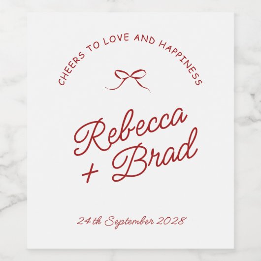 Einfache Hochzeit von Rot und Weiß-Hand-Drachen Weinetikett (Einzelnes Label)