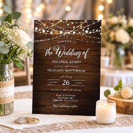 Einfache Hochzeit von rustikalem Holz und Streiche Einladung