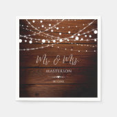 Einfache Hochzeit von rustikalem Holz und Streiche Serviette (Vorderseite)