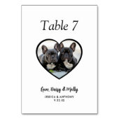 Einfache Hochzeit von Schwarz-Weiß-Hunden-Foto Tischnummer (Vorderseite)