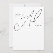 Einfache Hochzeit von Schwarz-Weiß-Skripten Einladung (Rückseite)